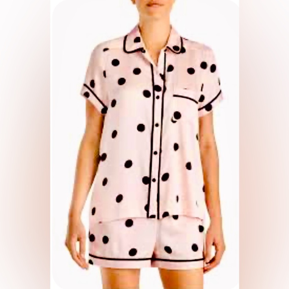 Kate Spade Pink Polka Dot Shorts Satin Pajamas Women’s XL